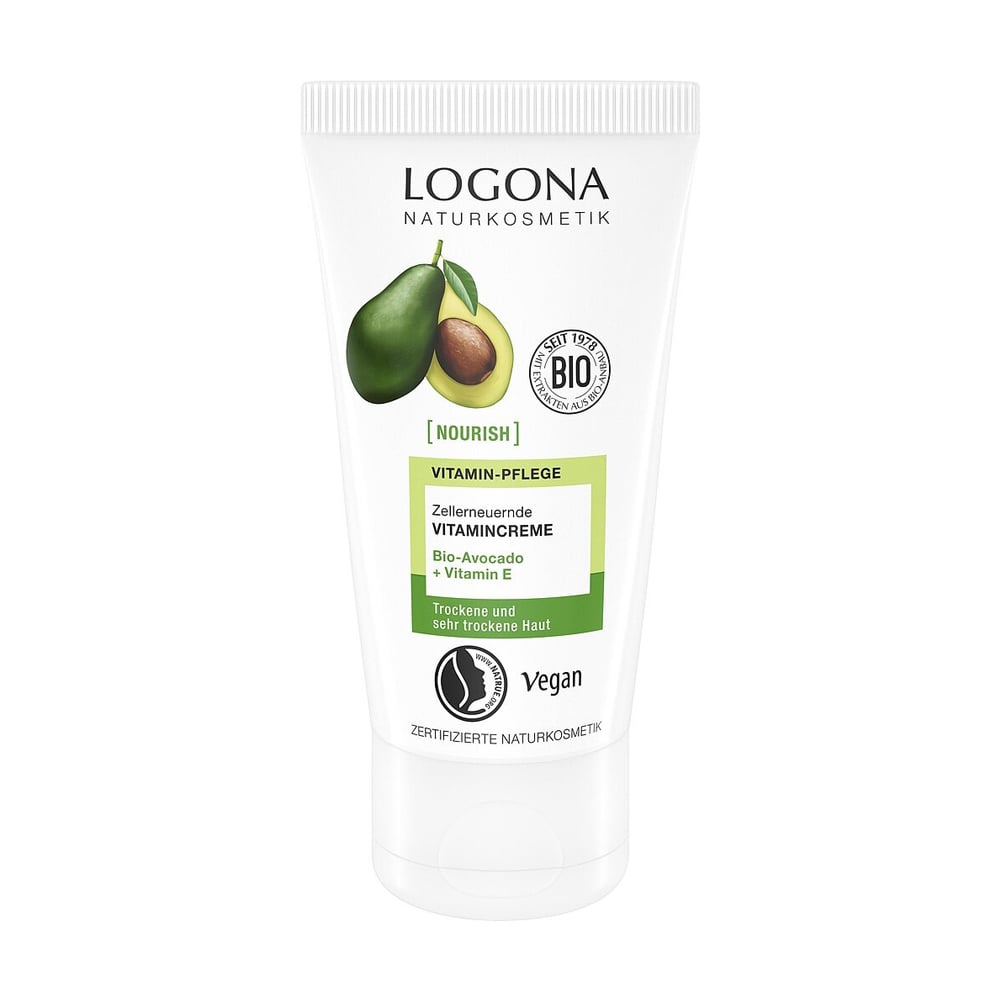 Вітамінний біо-крем для обличчя Logona Nourish Vitamin Cream Інтенсивна терапія. Авокадо, 50 мл
